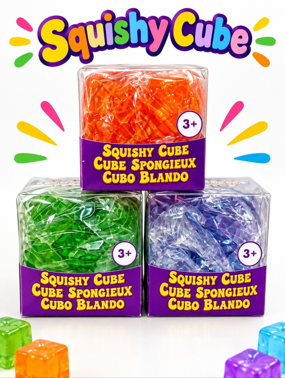 Swirl Cubes (Set Of 3)🧡💚💜